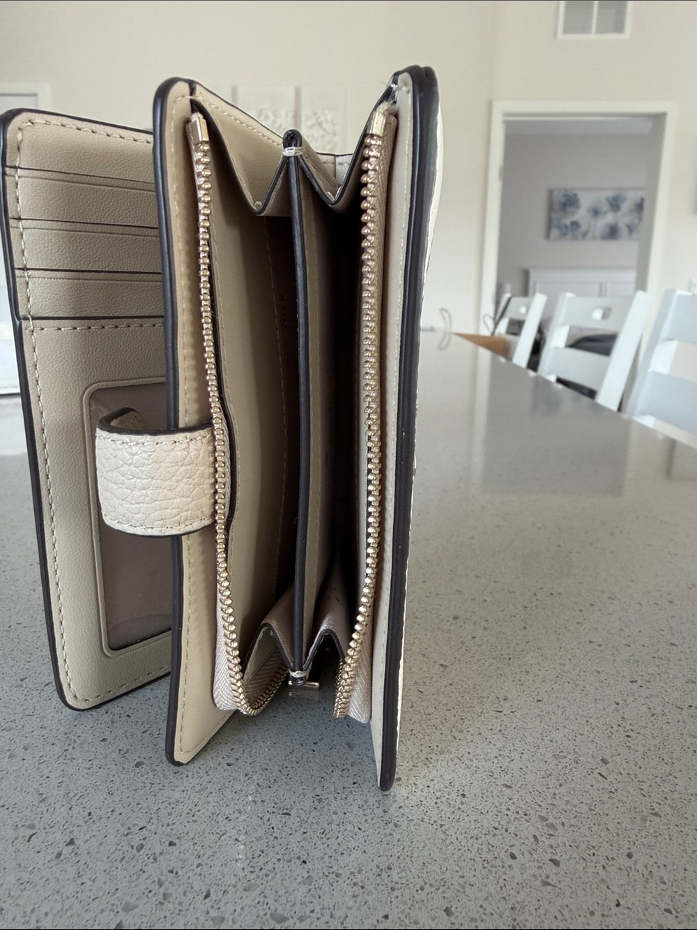 kate spade Two-Tone Cream and Beige Pebbled Leather Wallet - Picture 4 of 5